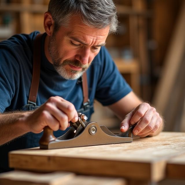 Fundador de Crepúsculo Madera trabajando en una pieza de cerezo